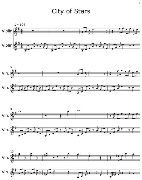 City of Stars Violin Sheets .